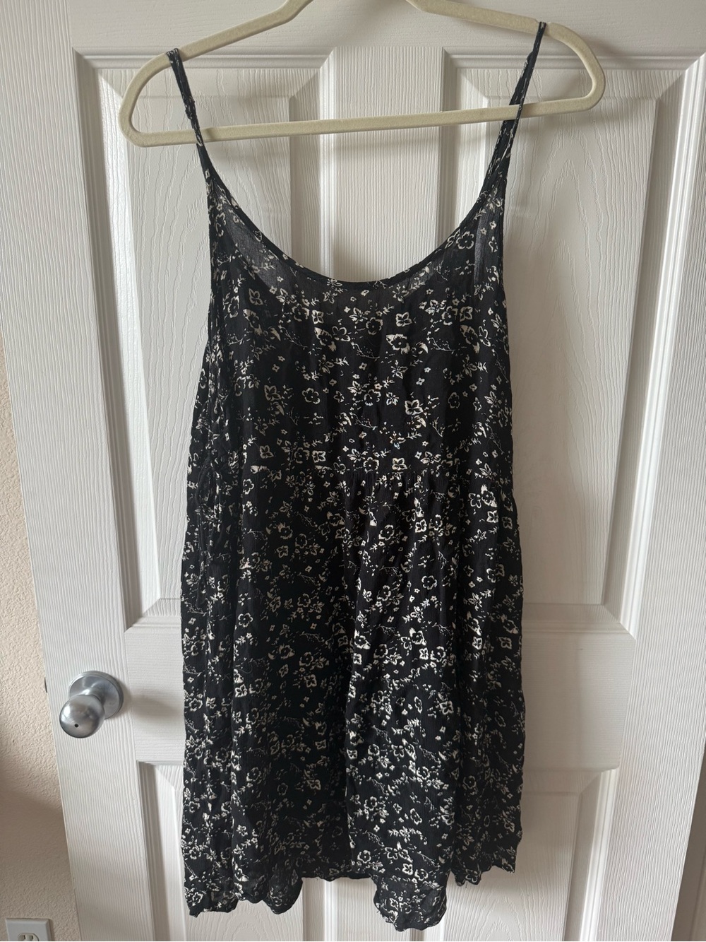 Lagaci Black and White Floral Slip Dress